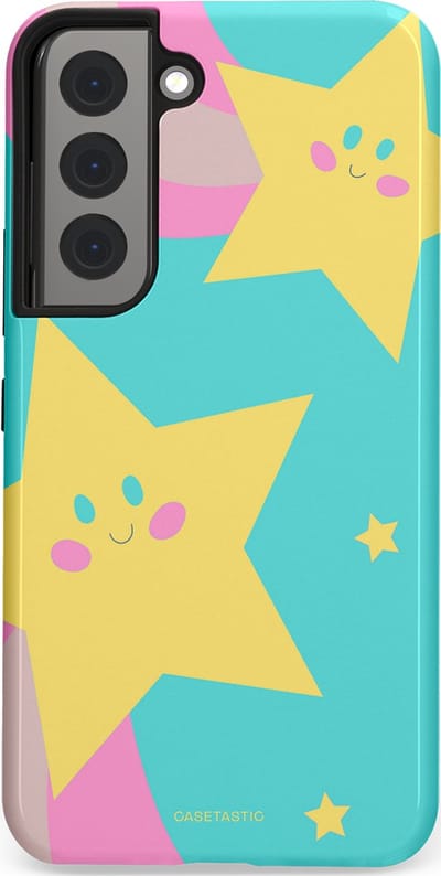 Casetastic Hoesje Geschikt voor Samsung S22 - Stijlvolle Beschermende Duo-layer Case - Roze Sterrenlicht