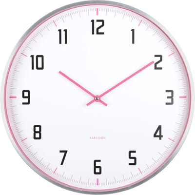 Karlsson Wandklok Sporty - Roze - Ø40cm - Wandklok Scandinavisch