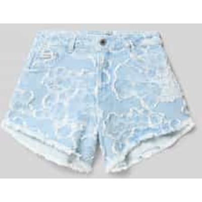 Korte jeans met franjerand en labeldetail