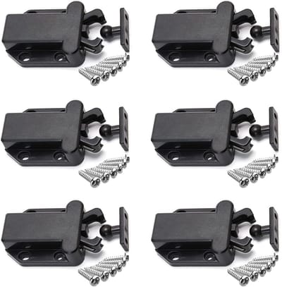 6 stuks - Deursnapper - Deurbuffer - Deursluiter - Deurdemper - Greeploos - demperbuffers - Niet-Magnetische - Automatische Druk Deuropeners - voor Kast en Meubels - ABS - zwart - 6.8*4 cm