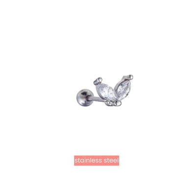 Go Dutch Label Oorknoppen vlinder witte steen Zilver