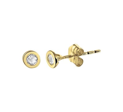 YO&NO - Oorbellen - Goud - Oorknoppen - Zirkonia - 4mm - Sieraden vrouw - 14k - 585 Goud