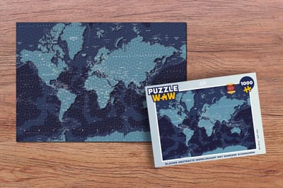 Puzzel Wereldkaart - Abstract - Blauw - Legpuzzel - Puzzel 1000 stukjes volwassenen