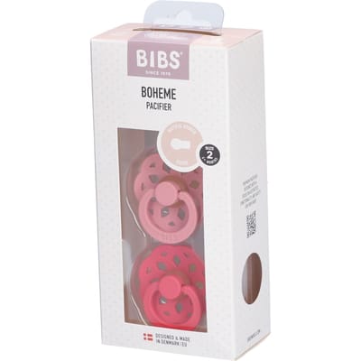 BIBS Boheme Fopspeen - 6-18 mnd - 2-pack - Rond - Dusty Pink/Coral