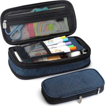 VHV - Pennenetui - Etui school - Pennenzak groot - Grote pen pouch - Etui met rits - Schrijfwaren tas - Pennenmap organizer - Opbergetui schrijfwaren - Voor kantoor - Voor college - Voor school