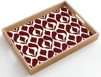 Dienblad hout 50x35 cm - Schootdienblad - Rood - Druppelpatroon - Grafisch - Borrelplank rechthoek - Plateau dienbladen