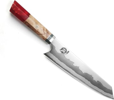 Professioneel 21 cm Kookmes van 7-laags 440C Damascus Staal, Handgemaakt Kiritsuke Mes met Wit Granaatappel Handvat en Cadeauverpakking