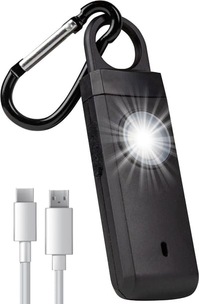 Nuvance Persoonlijk Alarm - 130 dB - Alarmknop voor Ouderen, Vrouwen & Kinderen - Zelfverdediging - Sleutelhanger - Zaklamp