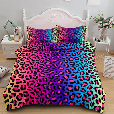 Springende Luipaard Stippen Beddengoed Set Eenpersoons Twin Tweepersoons Queen King Cal King Maat Bedlinnenset AU Single(140x210cm)