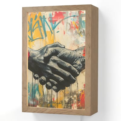 Wandlamp 20x30 cm - Oplaadbaar - Graffiti - Rozen - Handen - Street art - Wandlampen binnen woonkamer - Slaapkamer lamp met kabel - Decoratieve nachtlamp - Vloerlamp snoer