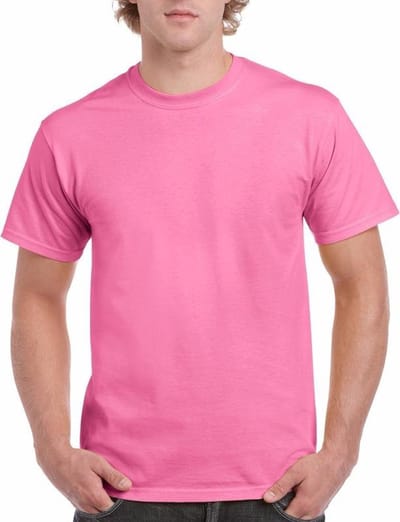 Set van 2x stuks roze katoenen shirts voor volwassenen/heren - Midden roze - 100% katoen - 200 grams kwaliteit, maat: S (36/48)