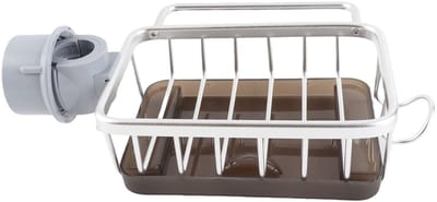 Dailygoods- Sponshouder Roestvrij - Keukenorganizer Gootsteen - Multifunctionele Caddy - Antislip Lekbak - Eenvoudige Installatie - Ruimtealuminium