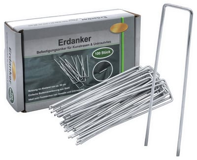 Dailygoods- Grondankers 100 stuks - Metalen bevestigingsankers - 15 cm x 3 cm - Stalen grondankers - Voor kunstgras/onweeddoek - Zilver