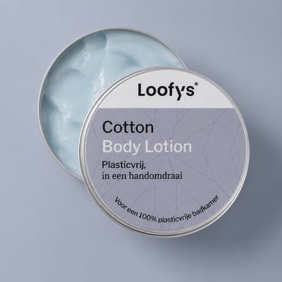 Loofys Body Lotion Cotton – Natuurlijke & Hydraterende Bodylotion – Plasticvrij, Vegan & Duurzaam – Herbruikbaar Blikje – 150g