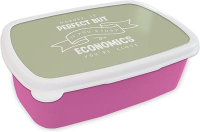 Broodtrommel Roze - Lunchbox - Brooddoos - Economie - Quotes - Studeren - Studenten - 18x12x6 cm - Kinderen - Meisje
