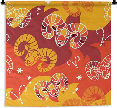 Wandkleed - Wanddoek - Ram - Zodiac - Astrologie - Design - 90x90 cm - Wandtapijt