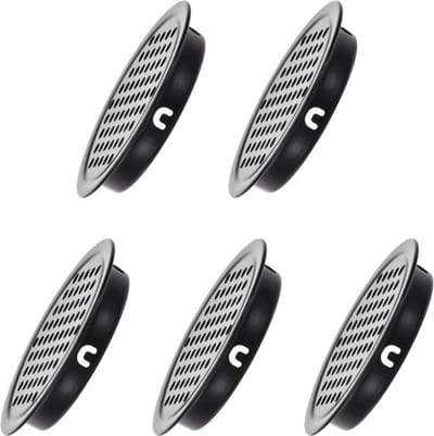 Ronde ventilatieopeningen (geschikt voor 53 mm/2,09 inch diameter) 5 stuks, roestvrijstalen cirkelvormige soffit luchtstroom ventilatie wand gaas ventilatie afdekking - voor kasten kasten schoenendoos zwart