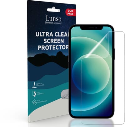 Lunso - Duo Pack (2 stuks) Beschermfolie - Full Cover Screen Protector - Geschikt voor iPhone 12 Mini