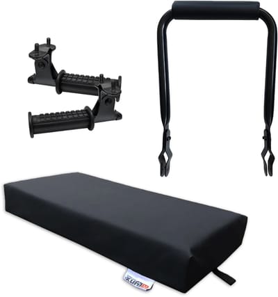 Voordeelfiets Bagagedrager Set – Fietskussen Zwart, Rugsteun (15-16 cm) & Inklapbare Voetsteunen – Compleet Achterop De Fiets Pakket!