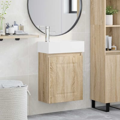 vidaXL - Badkamermeubel - met - kraan - Sonoma - Eiken - 45,5 - x - 22,5 - x - 84 - cm