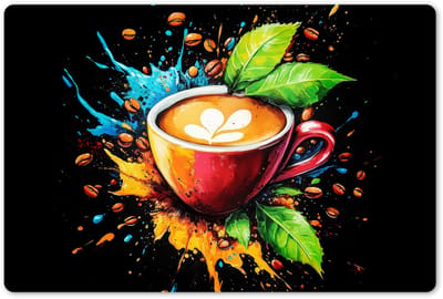 Placemats 45x30 cm - Placemat kunststof - 1 stuk - Koffie - Graffiti - Drinken - Abstract - Borden onderleggers - Decoratie voor op tafel - Keuken tafeldecoratie accessoires - Vinyl onderlegger - Tafelversiering