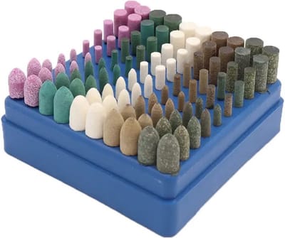 Set van 100 stuks slijpstiften - 100-delige Polijstset - Polijsten - Polijstkoppen - Slijpen - Slijpkop - Geschikt voor multitool - Schachtdiameter: 3mm - Werkdiameter 4/5/6/8/10mm