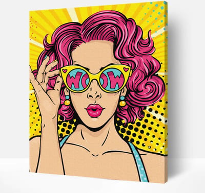 Schilderen Op Nummer Volwassenen DIY Paint By Number Compleet Hobby Pakket op Frame met Vernis - ®Arty Bee - Wow Woman 40x50cm