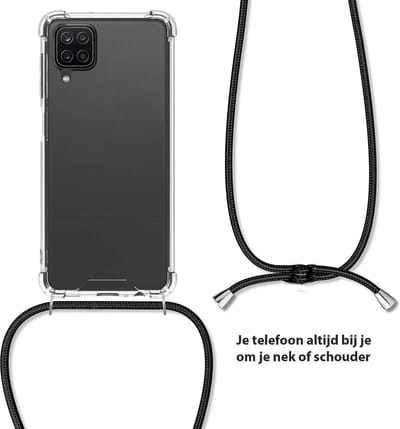 Arara Silicone Hoesje Samsung Galaxy A70 Transparant Hoesje met Zwarte draagkoord / Backcover / Case / Samsung