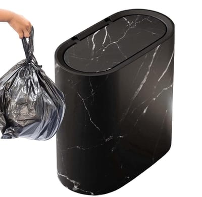 Kleine afvalemmer - Prullenbak met deksel - Ruimtebesparend afvalbeheer - Afneembare binnenemmer - 29.5 cm hoog - Zwart