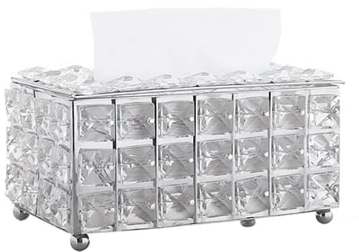 Dailygoods- Tissuedooshouder luxe - Tissue Dispenser - Kristal/Metaal - Decoratieve opslag - Stabiliteit - 850g/30.0oz - Tissuedispenser