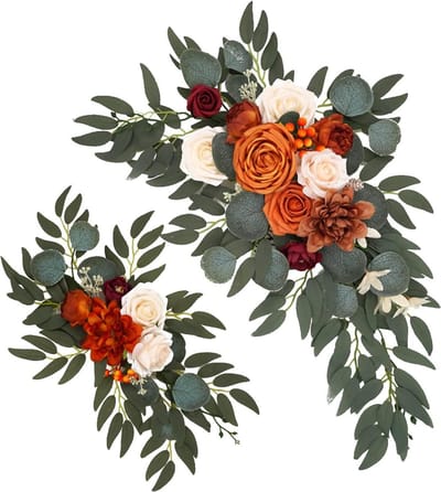 Bruidsboeket Set - Decoratie Bloemen - Bruiloft Versieren - Zelfklevend - 50 x 25 cm - Oranje
