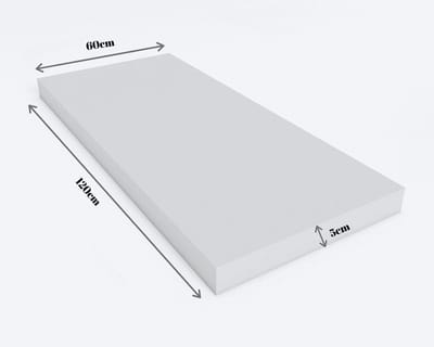 Koudschuim Schuimrubber - Polyurethaan Matras - Doe-het-zelf Projecten - Duurzaam Materiaal - 120x60x5 cm - Wit