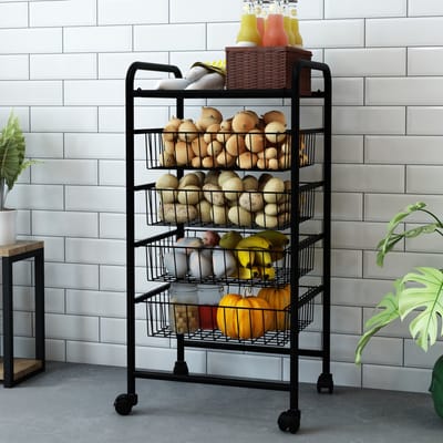 Keukentrolley Rudbjerg 87x41x31,5 cm zwart