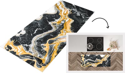 Keukenloper - Loper keuken - Marmer - Zwart - Wit - 120x50 cm - Keukenloper vinyl