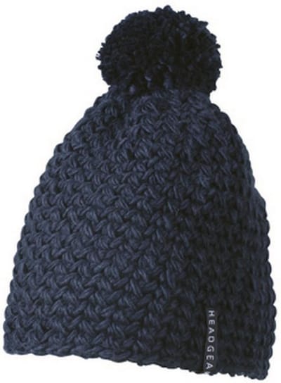 Myrtle Beach - Unisex Eenkleurige Gehaakte Muts met Pompom (Navy)