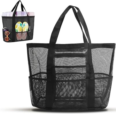 Handtas - Mesh Strandtas voor Zandspeelgoed - Met 8 Zakken - Draagbare Speelgoedtas - Voor Zwembad, Strand en Reizen