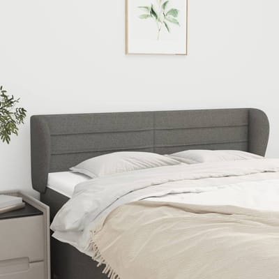 vidaXL - Hoofdbord - met - randen - 147x23x78/88 - cm - stof - donkergrijs