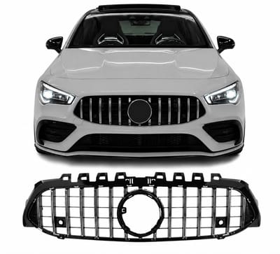 Grill Geschikt voor Mercedes A-Klasse W177/V177 Facelift (2018-2023) – Chrome/Gloss Black – Zonder Frontcamera