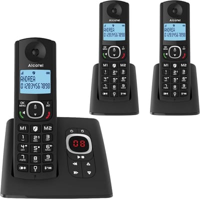 Draadloze DECT Telefoon Set met 3 Hoornen, Antwoordapparaat en Oproepblokkering