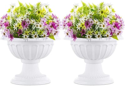Decoratieve Plantenspindle Set van 2, Hoogwaardige Plastic Urn van 26 cm voor Tuin en Balkon, Ideaal voor Bloemstukken en Planten Decoratie