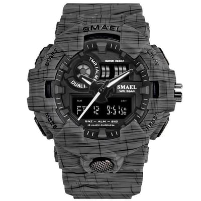 Sportief Shockbestendig horloge Grijs | SMAEL 8001NZ | Waterdicht |Analoog | Mudmaster | Shock bestendig | Leger | Timer | Stopwatch | Master | Luxe maar betaalbaar