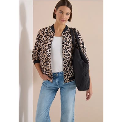 Lichtgewicht blouson met rits en leoprint
