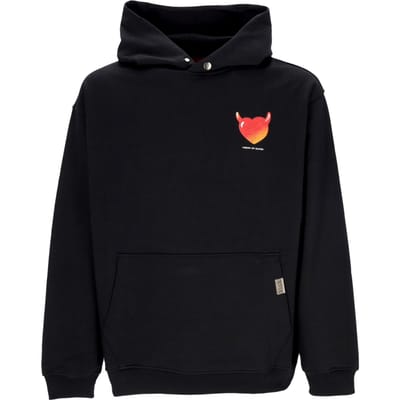 Lichtgewicht sweatshirt met capuchon voor heren, gezwollen liefdesprint, capuchon, zwart