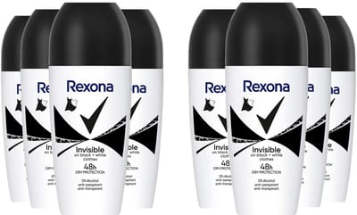 Rexona Deo Roller – Invisible Black & White - Voordeelverpakking 8 x 50 ml
