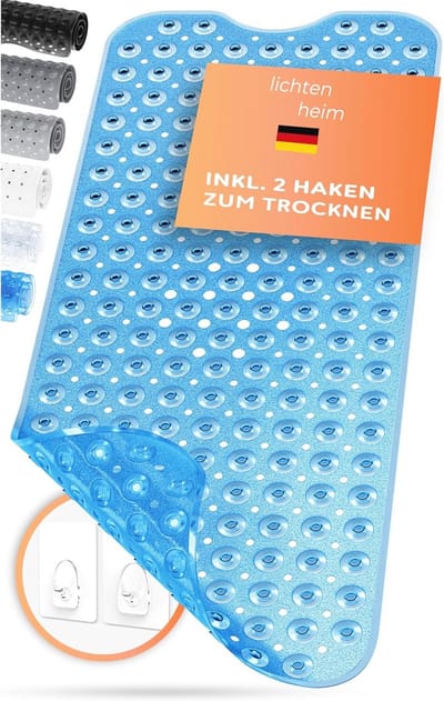 Antislip Douchemat 100 x 40 cm met Haakjes - Wasbaar, Schimmelbestendig en BPA-vrij - Veilig en Comfortabel