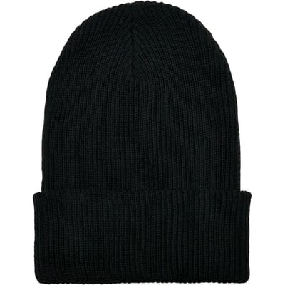 Flexfit Geribde gebreide muts van gerecycled garen (Zwart)