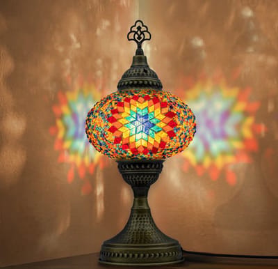 Mozaiek Lamp - handgemaakte tafellamp - E14 - regenboogkleur - voor slaapkamer en woonkamer