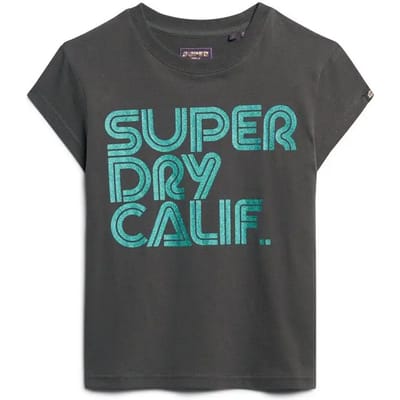 Superdry - T-shirt met retro-glitterlogo - Dames - T-shirts