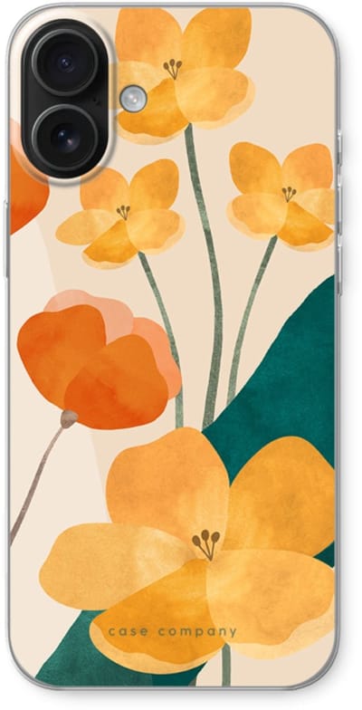 Case Company® - Hoesje geschikt voor iPhone 16 Plus hoesje - Amber bloom 2 - Soft Cover Telefoonhoesje - Bescherming aan alle Kanten en Schermrand
