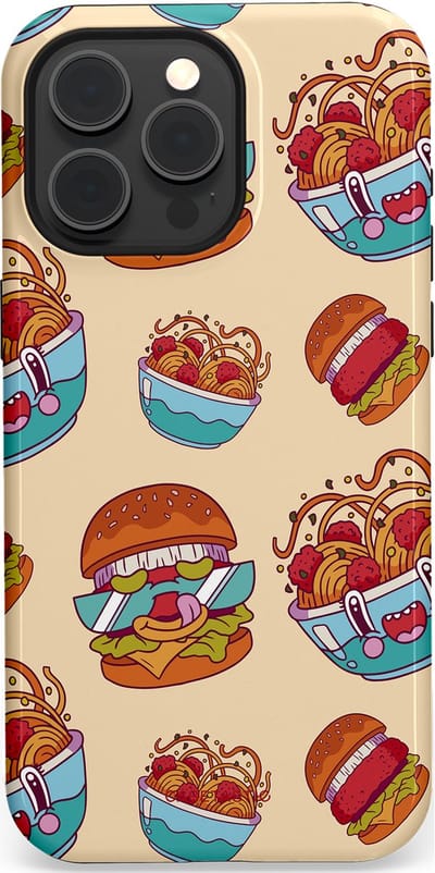 Casetastic Hoesje Geschikt voor Apple iPhone 15 Pro Max Magsafe - Stijlvolle Beschermende Duo-layer Case - Cartoon Hamburgers